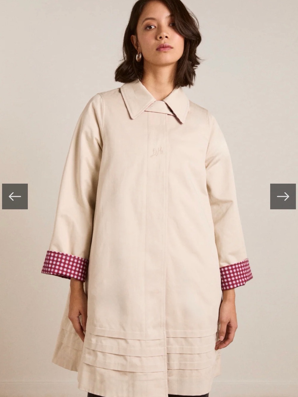 Brand new - Mercedes Bow Reversible Trench - Gingham & Ecru